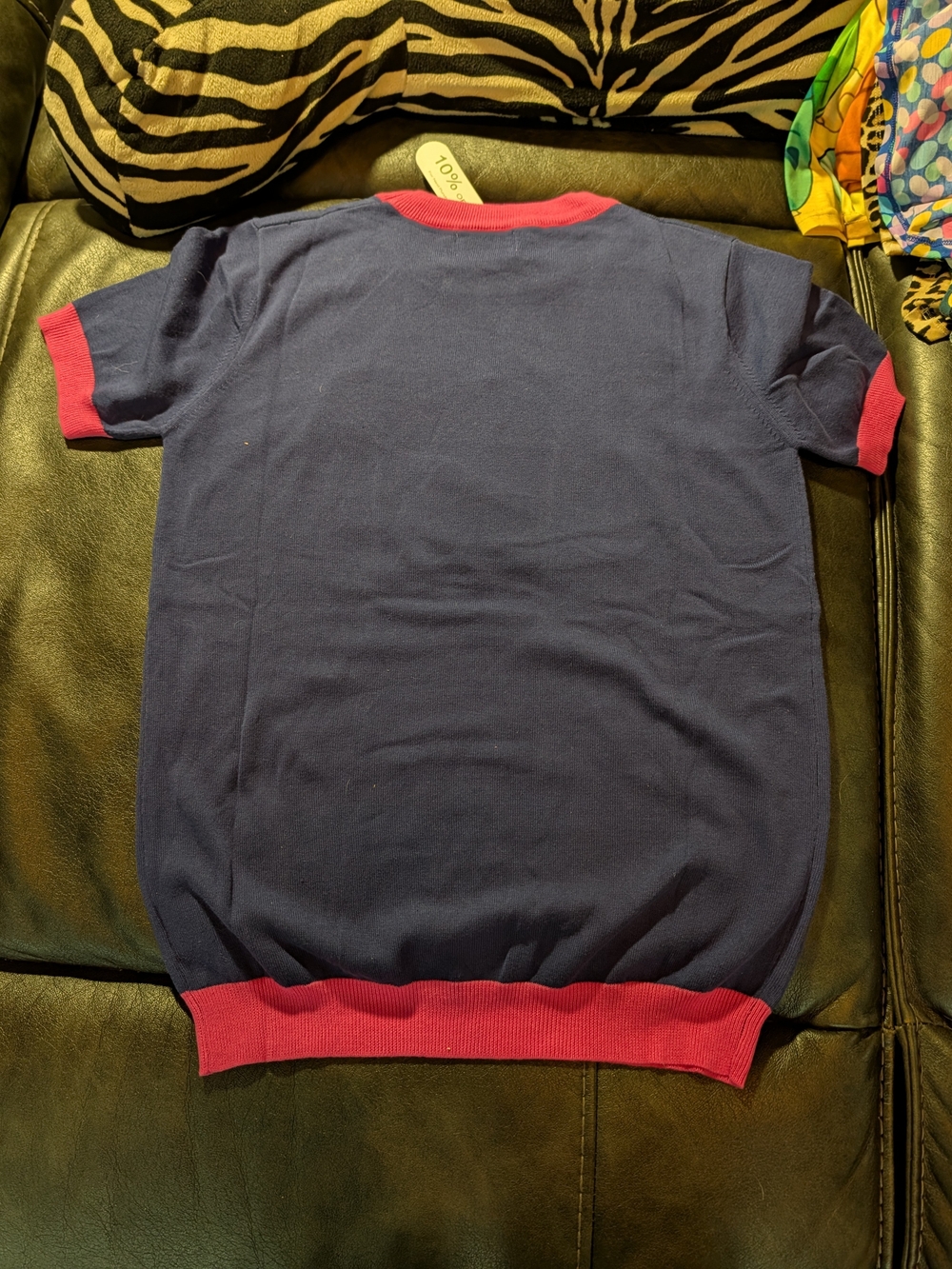NWT Womens Oxknit Navy And Pink Retro Planet Graphic Short Sleeve Top - Picture 2 of 5